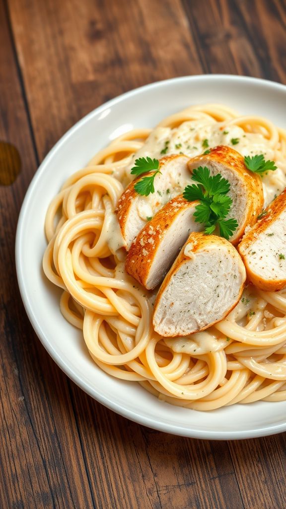 Fast Chicken Alfredo Pasta  