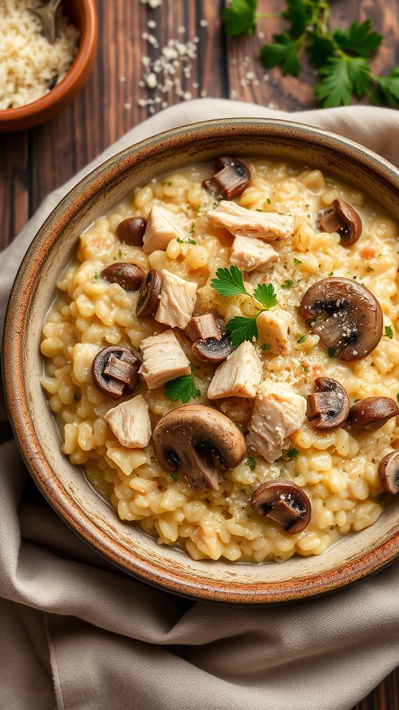 Fast Chicken and Mushroom Risotto  