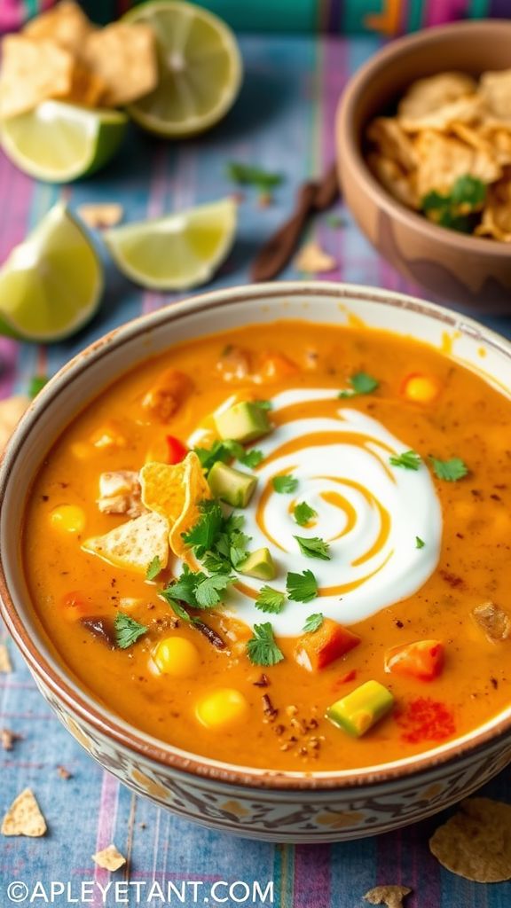 fiesta Chicken Tortilla Soup with Cream  