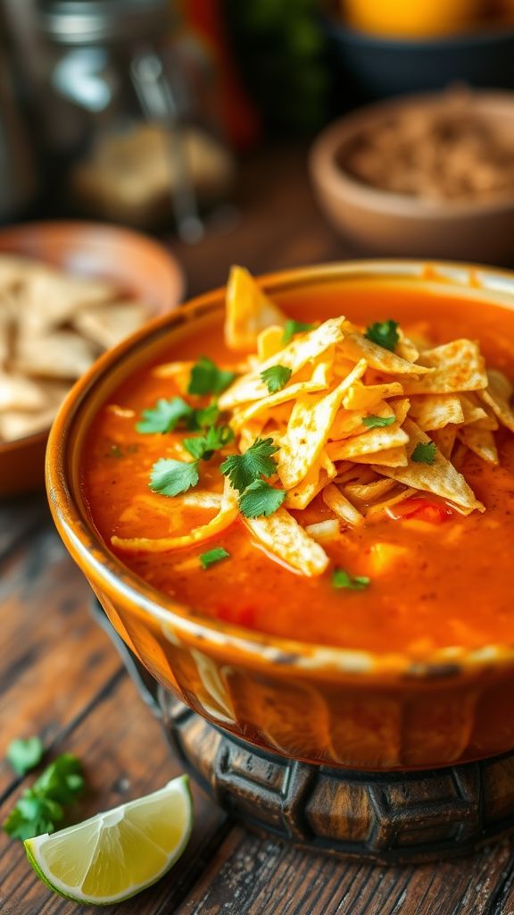 Fire-Roasted Tomato Chicken Tortilla Soup  