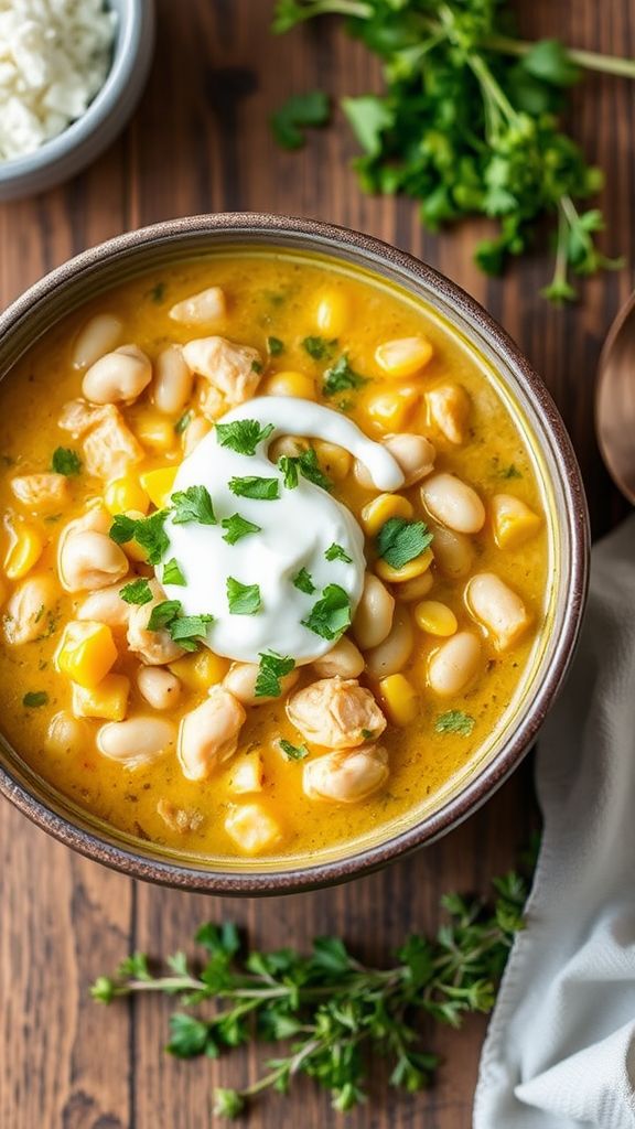 Garlic Herb White Chicken Chili  