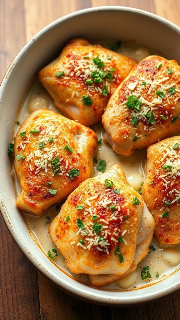 Garlic Parmesan Chicken Thigh Bake