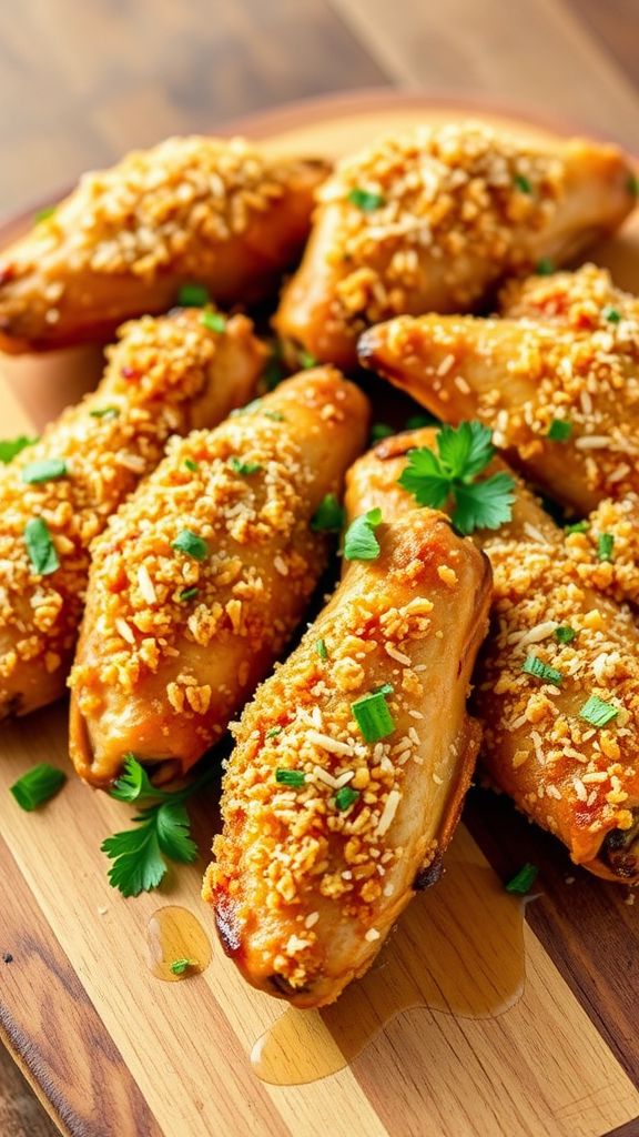 Garlic Parmesan Crusted Air Fryer Chicken Wings