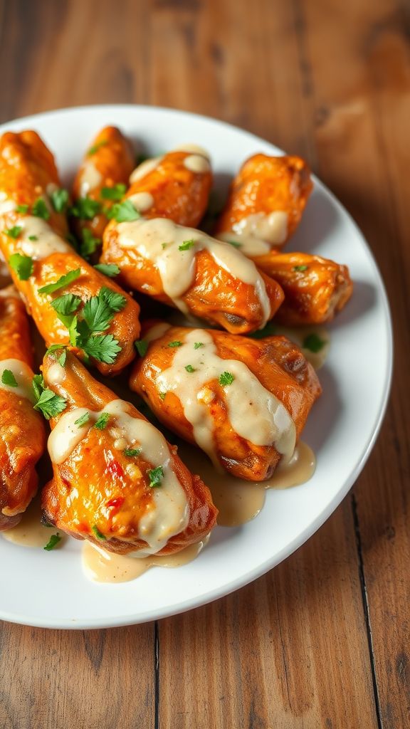 Garlic Parmesan Delight Crockpot Wings  