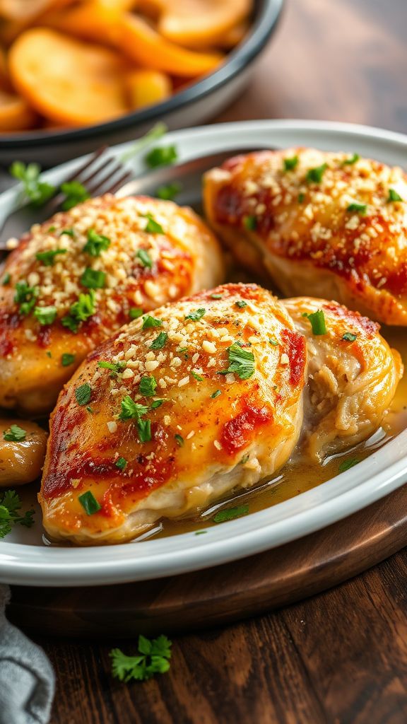 Garlic Parmesan Roasted Chicken Thighs