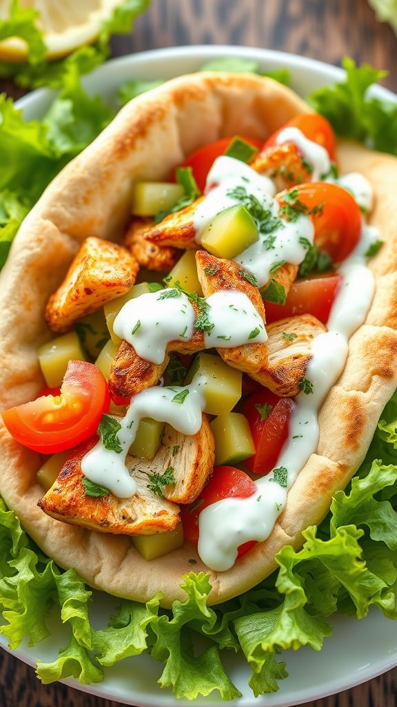 Greek Chicken Pita with Tzatziki