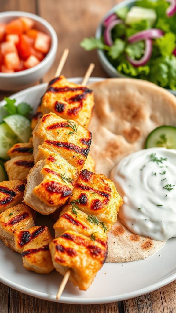 Greek Chicken Souvlaki with Tzatziki  