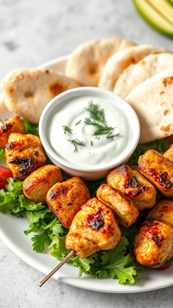 Greek Chicken Souvlaki with Tzatziki