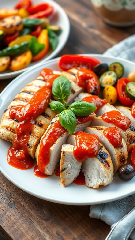 Grilled Chicken with Roasted Red Pepper Sauce