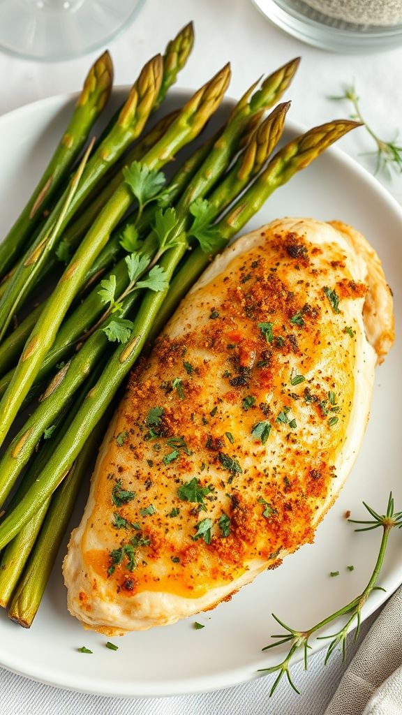 Herb-Crusted Chicken Breast with Asparagus