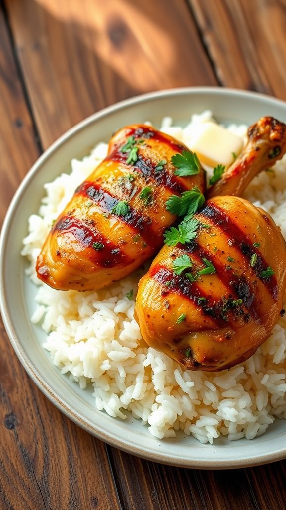 Herb-Roasted Southern Chicken over Fluffy Rice  