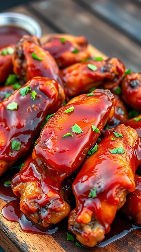 Honey Bourbon Glazed BBQ Wings  