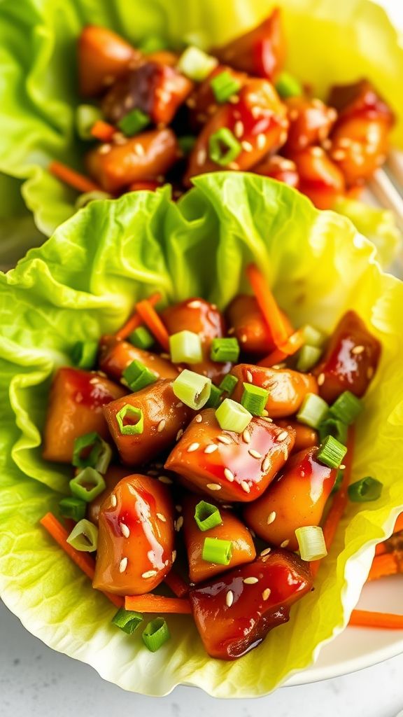 Honey Garlic Chicken Lettuce Wraps  