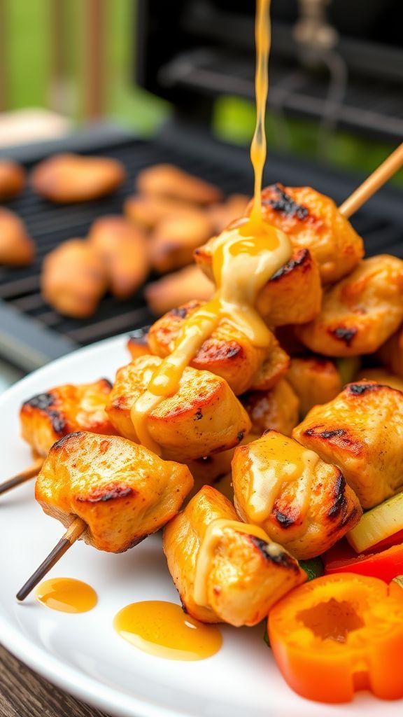 Honey Mustard Glazed Chicken Skewers  