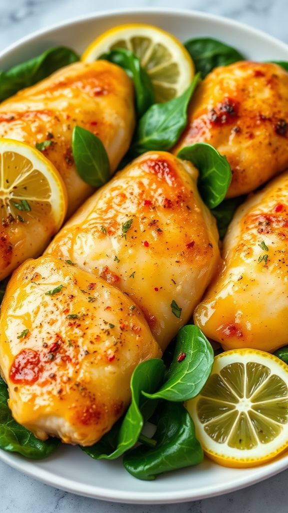 Lemon Garlic Chicken with Spinach  