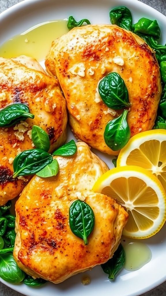 Lemon Garlic Spinach Chicken