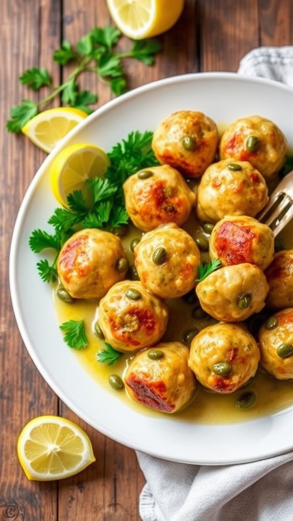 Lemon Herb Chicken Piccata Meatballs  