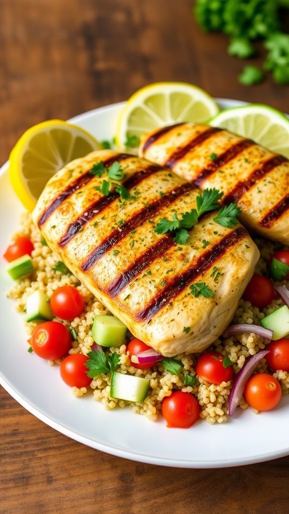 Lemon Herb Grilled Chicken with Quinoa Salad  