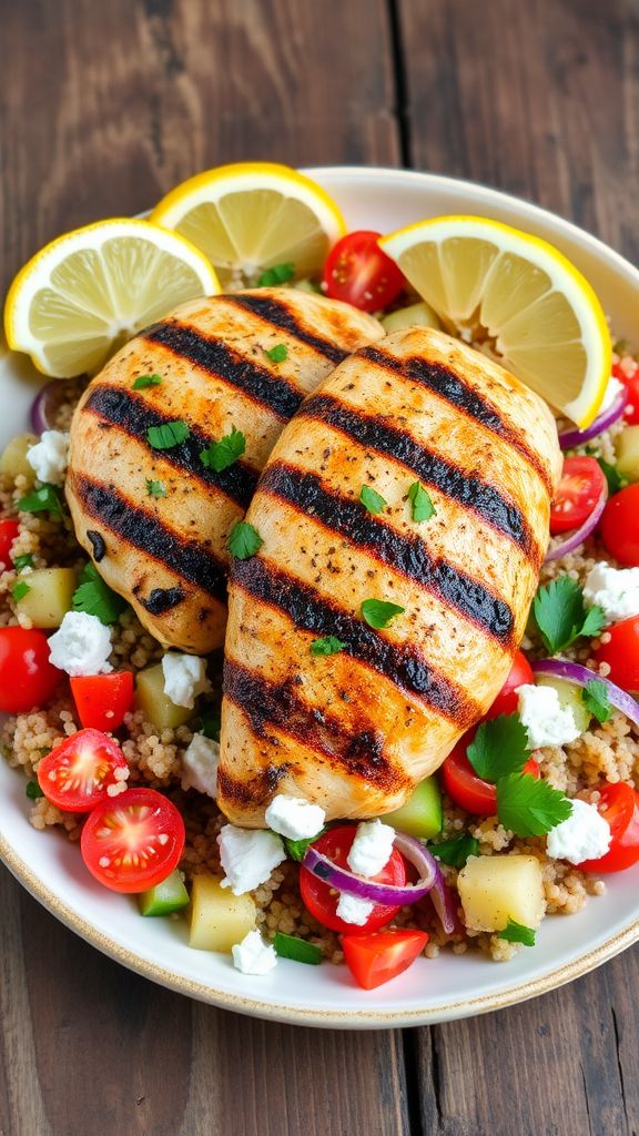 Lemon Herb Grilled Chicken with Quinoa Salad  