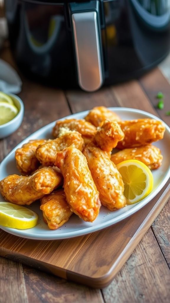 Lemon Pepper Parmesan Air Fryer Chicken Wings