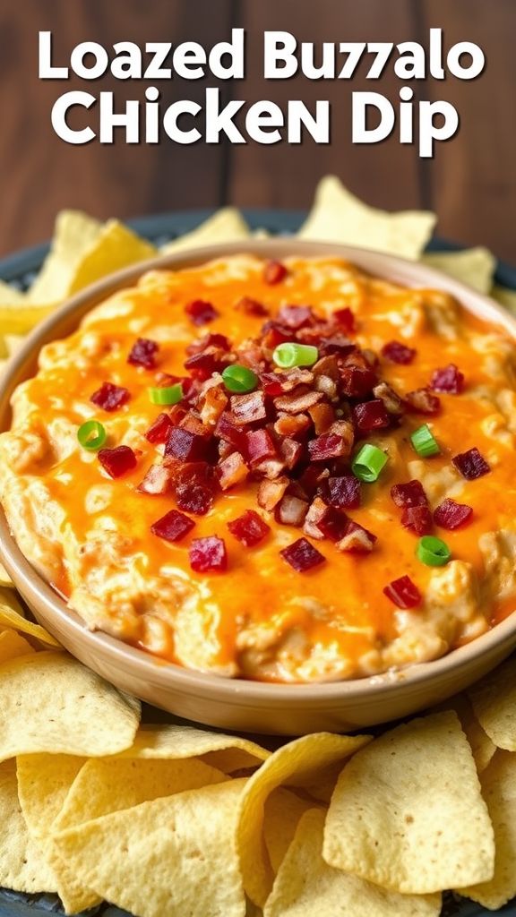 Loaded Buffalo Chicken Dip with Bacon  