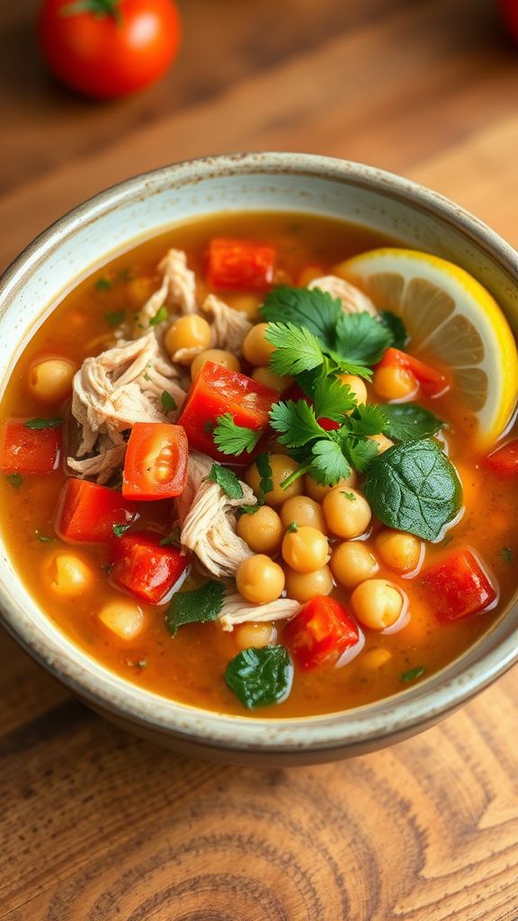 Mediterranean Chicken and Chickpea Soup  