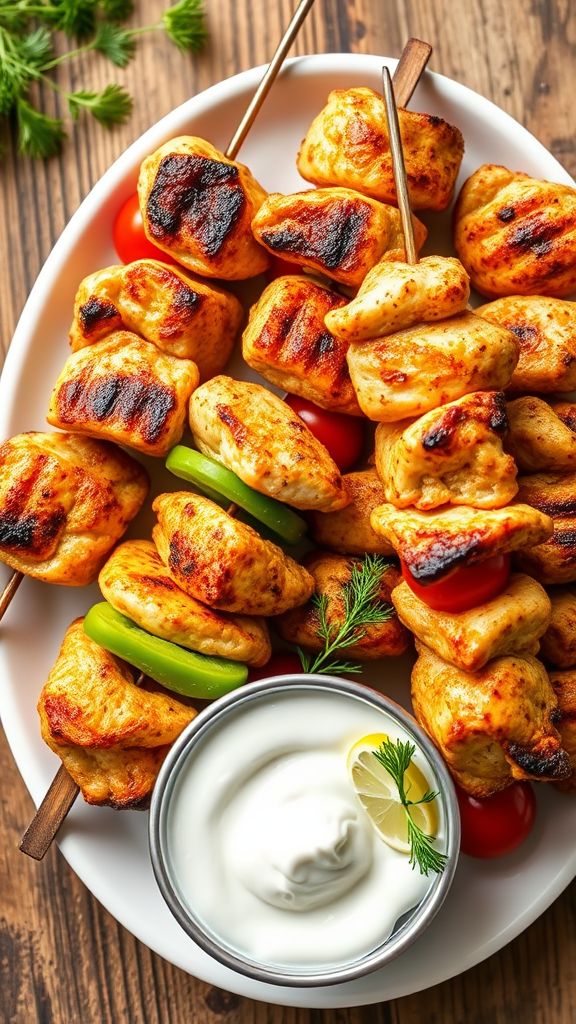 Mediterranean Chicken Skewers with Tzatziki