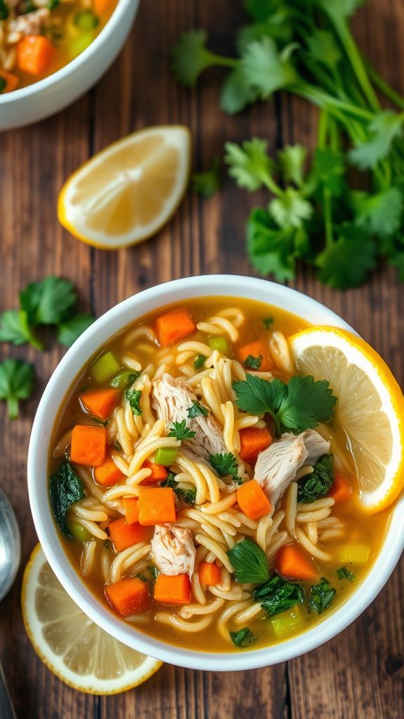 Mediterranean Chicken Soup with Orzo