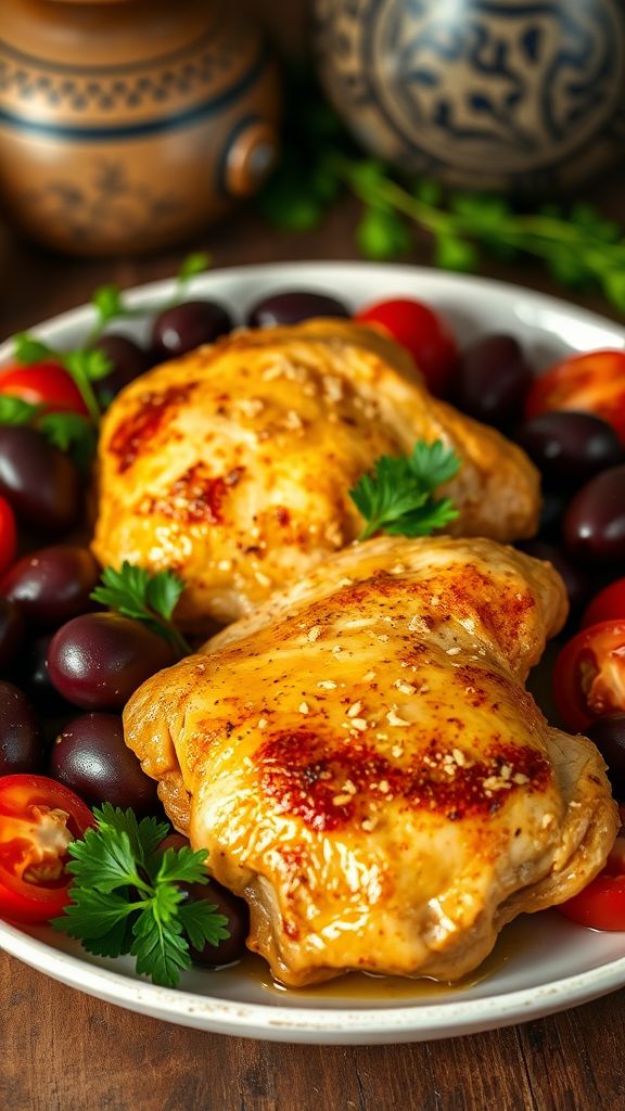 Mediterranean Chicken Thighs with Olives and Tomatoes  