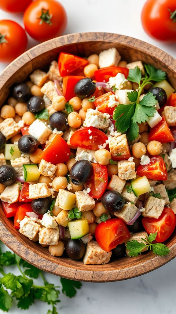 Mediterranean Chickpea Chicken Salad