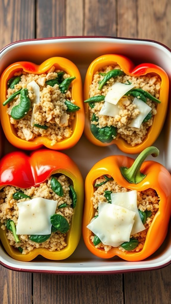 Minute Chicken and Spinach Stuffed Peppers  