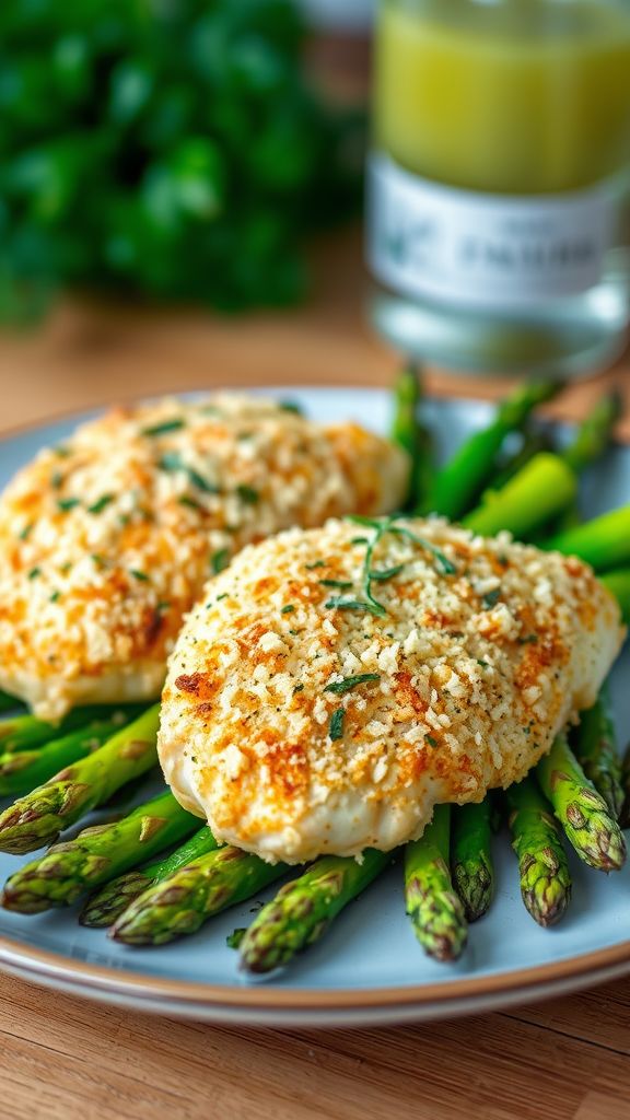 Parmesan-Crusted Chicken with Asparagus