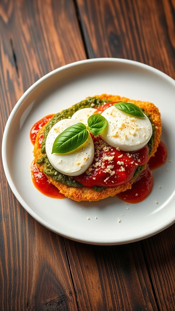 Pesto Chicken Parmesan with Fresh Mozzarella  