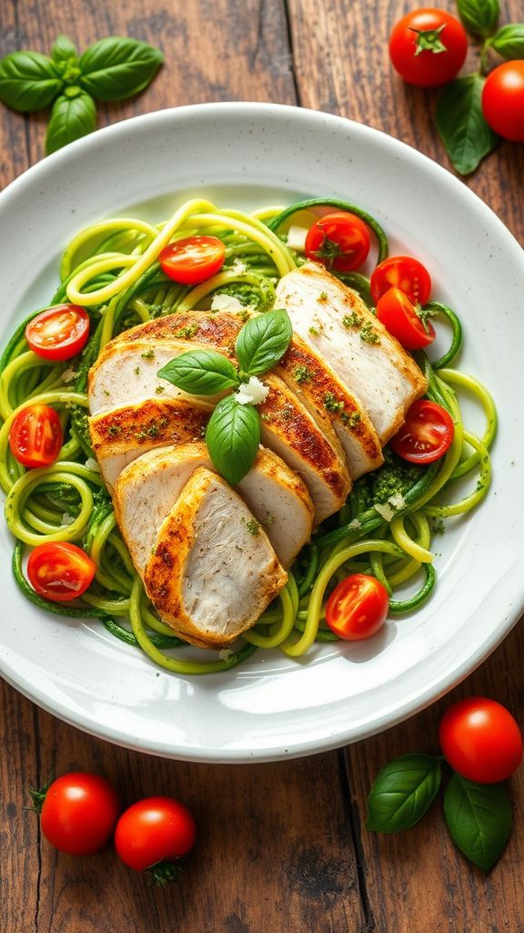 Pesto Chicken with Zucchini Noodles