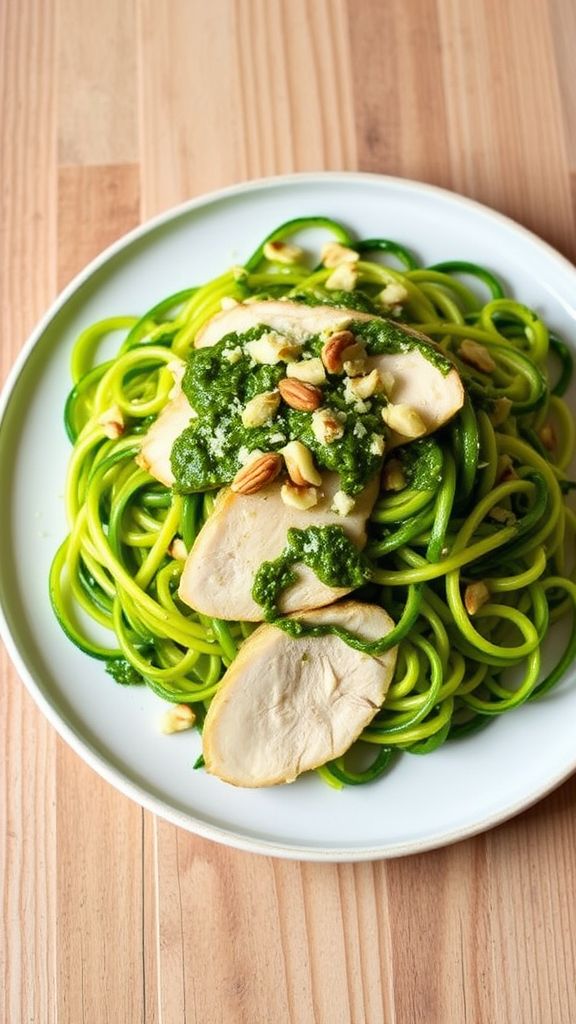 Pesto Chicken Zucchini Noodles  