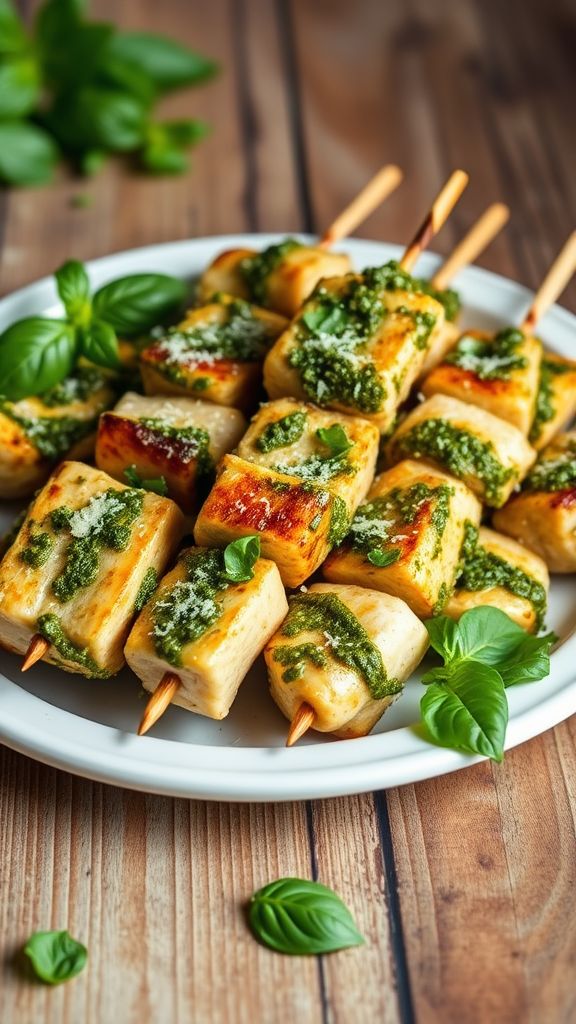 Pesto Parmesan Chicken Skewers