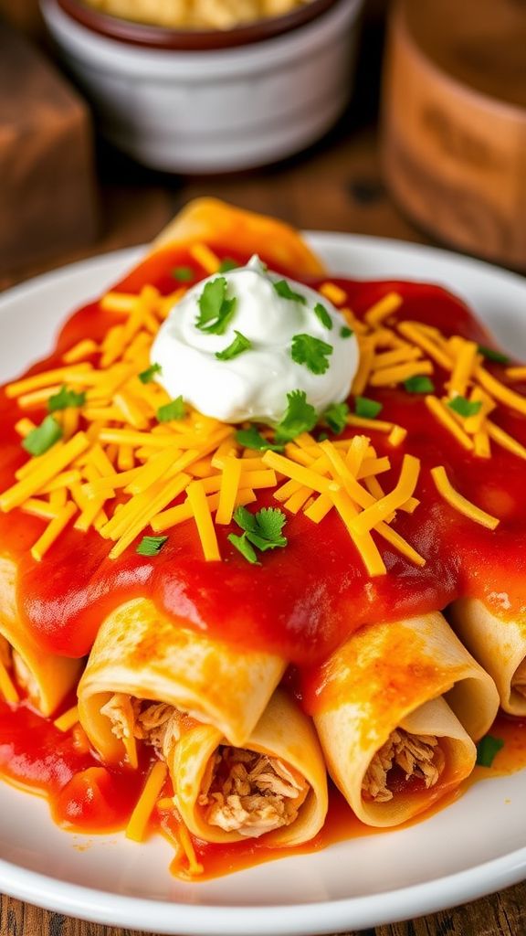 Red Sauce Chicken Enchiladas  