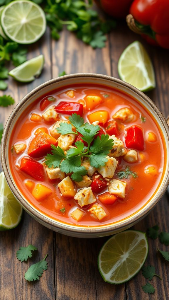 Roasted Pepper and Lime Chicken Soup  