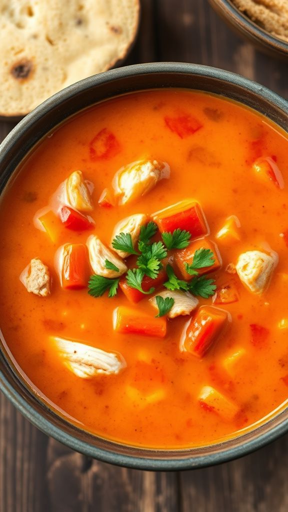 Roasted Red Pepper and Chicken Keto Soup