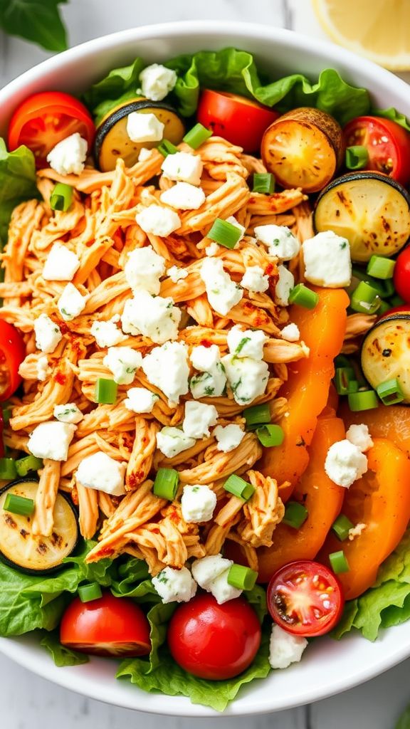 Roasted Veggie Buffalo Chicken Salad