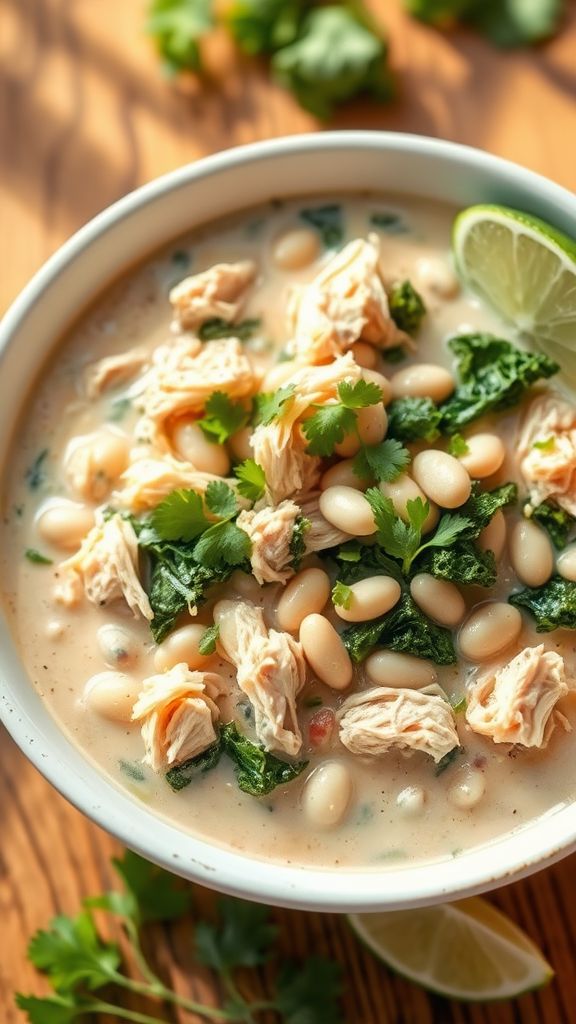 Rustic White Chicken Chili with Kale