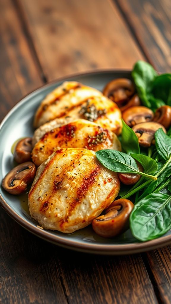 Sautéed Chicken with Mushrooms and Spinach