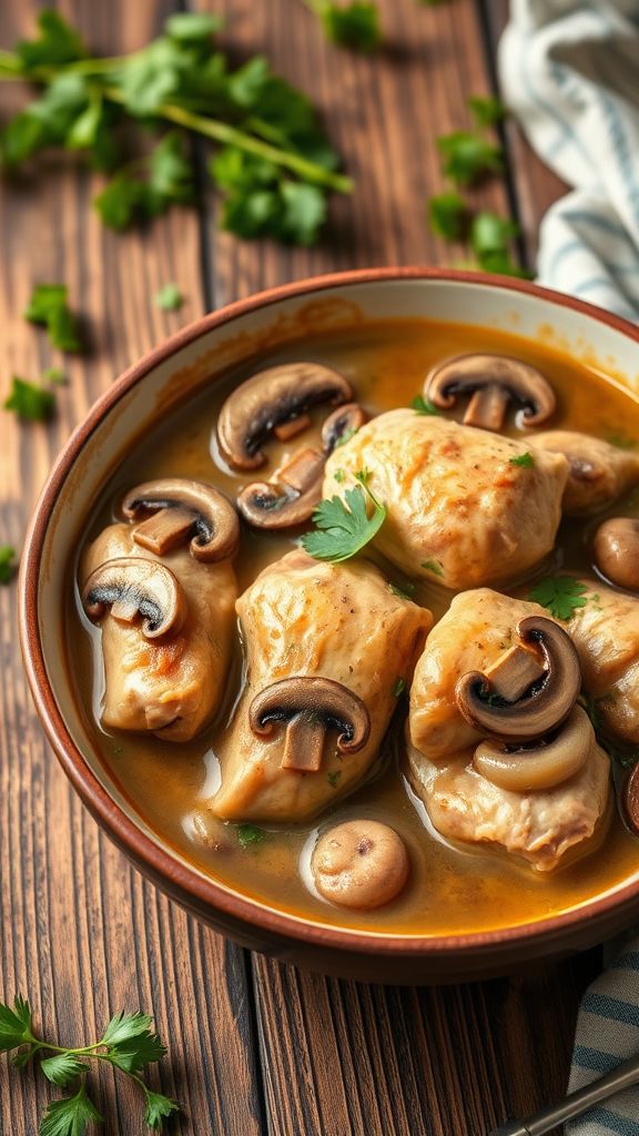 Slow Cooker Chicken Thighs in Mushroom Sauce