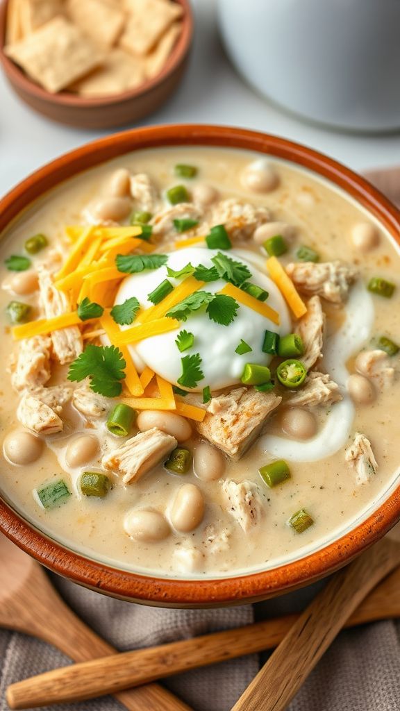 Slow Cooker White Chicken Chili with Beans