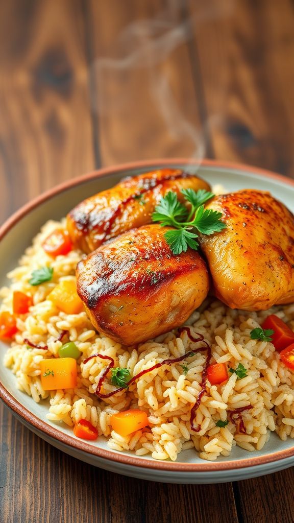 Southern Style Beer-Braised Chicken and Rice  