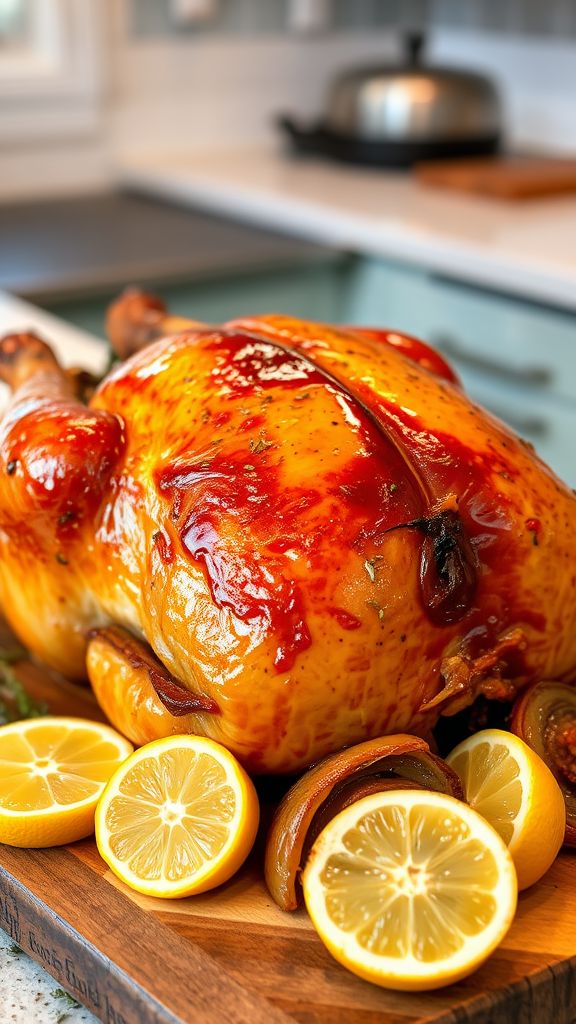 Spiced Maple Mustard Whole Roasted Chicken