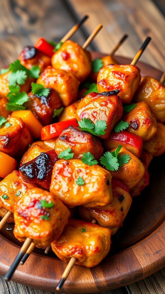 Spicy BBQ Chicken Thigh Skewers