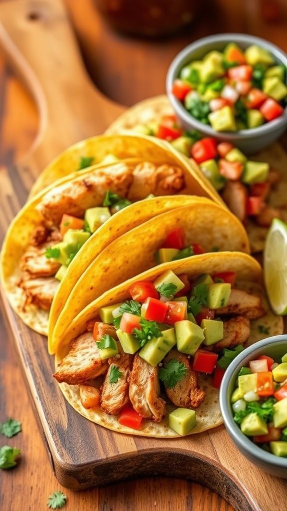 Spicy Chicken Tacos with Avocado Salsa