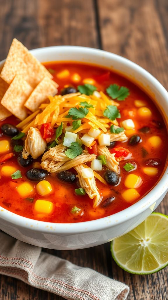 Spicy Salsa Chicken Tortilla Soup  