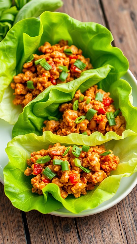 Spicy Thai Basil Chicken Lettuce Wraps  